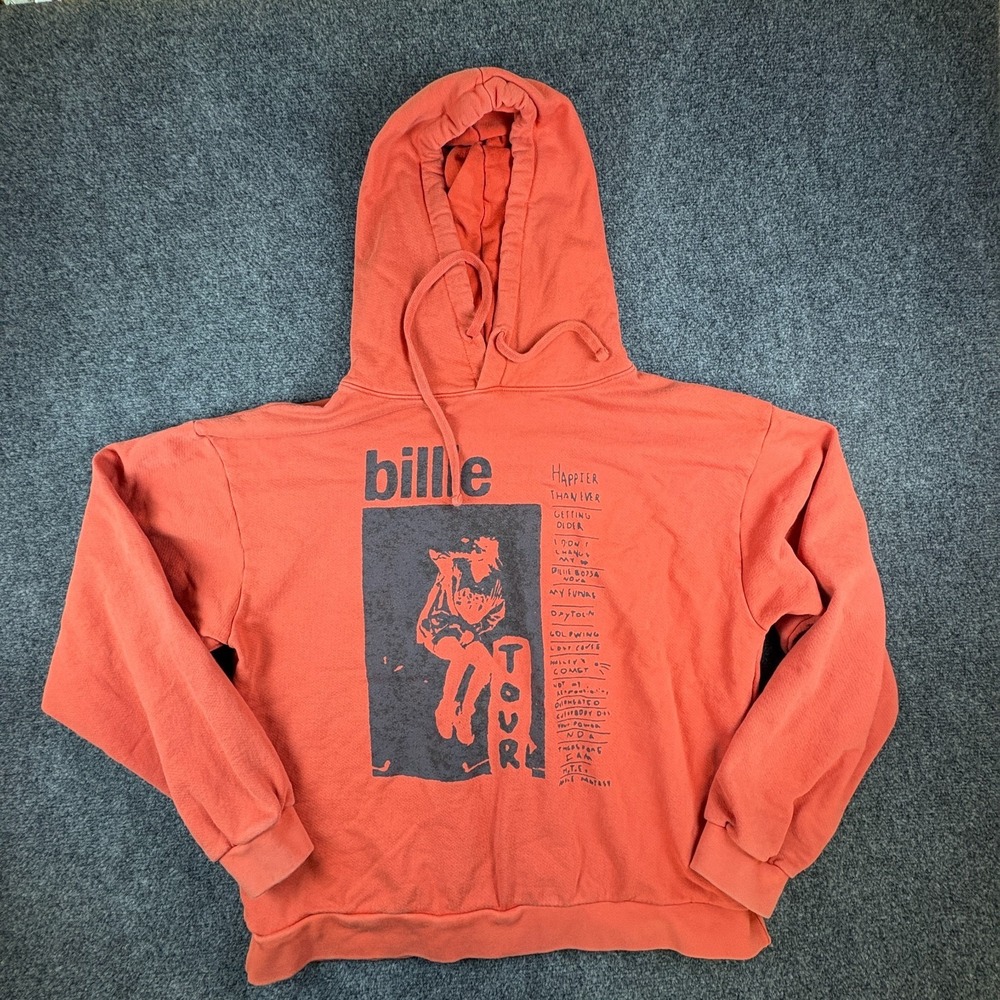 Billie Eilish Happier Than Ever Tour Hoodie Mens Medium Coral Red Rock & Pop